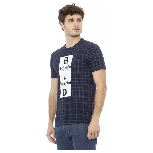 Baldinini Trend Blue Cotton Men T-Shirt Baldinini Trend Gray