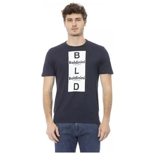 Baldinini Trend Blue Cotton Men T-Shirt Baldinini Trend Gray