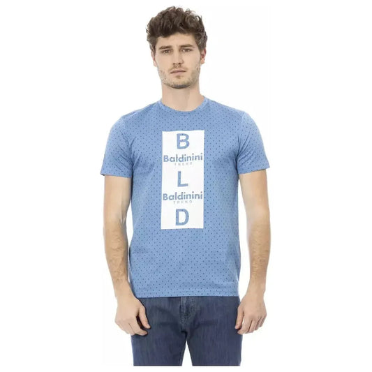 Baldinini Trend Light Blue Cotton Men T-Shirt Baldinini Trend Dark Gray