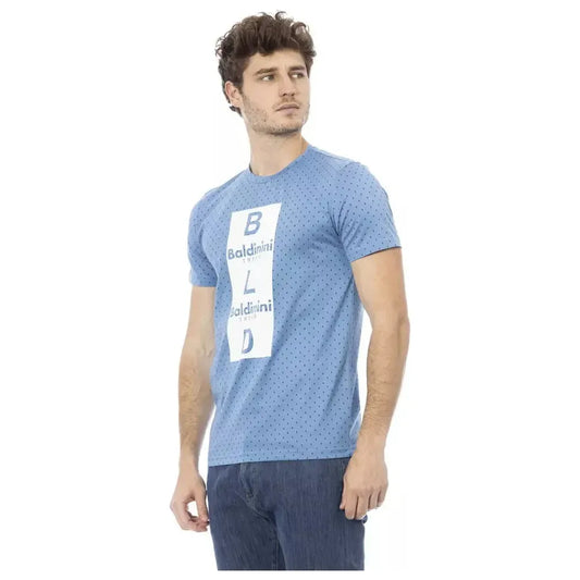 Baldinini Trend Light Blue Cotton Men T-Shirt Baldinini Trend Dark Gray