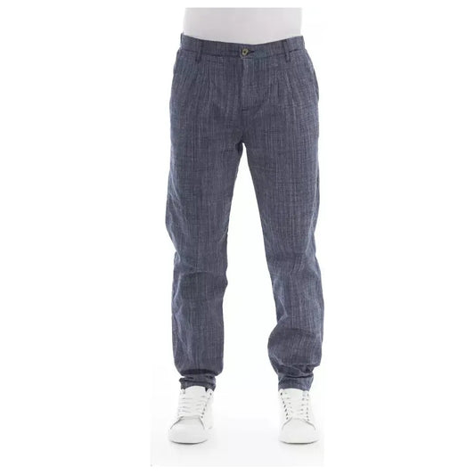 Baldinini Trend Blue Cotton Men Chino Pant Baldinini Trend Dim Gray