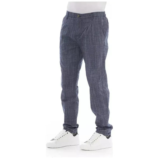 Baldinini Trend Blue Cotton Men Chino Pant Baldinini Trend Dim Gray