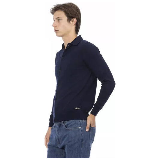 Baldinini Trend Blue Cotton Men Shirt Baldinini Trend Dark Slate Gray