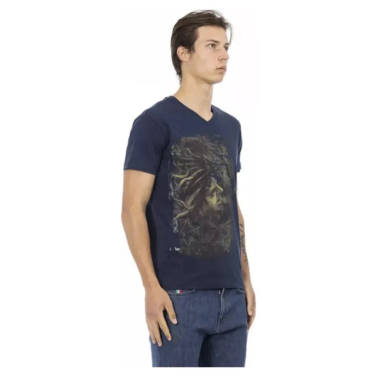 Trussardi Action Blue Cotton Men's T-Shirt Trussardi Action Dark Slate Gray