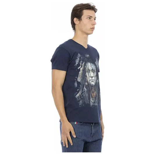 Trussardi Action Blue Cotton Men T-Shirt Trussardi Action Dark Slate Gray