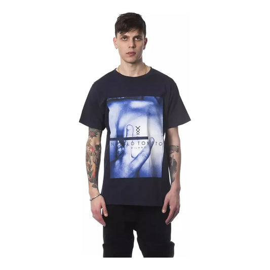 Nicolo Tonetto Blue Cotton Men T-Shirt Nicolo Tonetto Light Gray