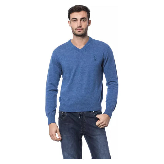 Billionaire Italian Couture Embroidered Merino Wool Crew Neck Sweater Billionaire Italian Couture Dark Slate Blue