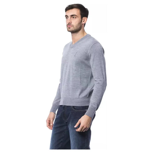 Billionaire Italian Couture Gray Merino Wool Men Sweater Billionaire Italian Couture Dark Gray