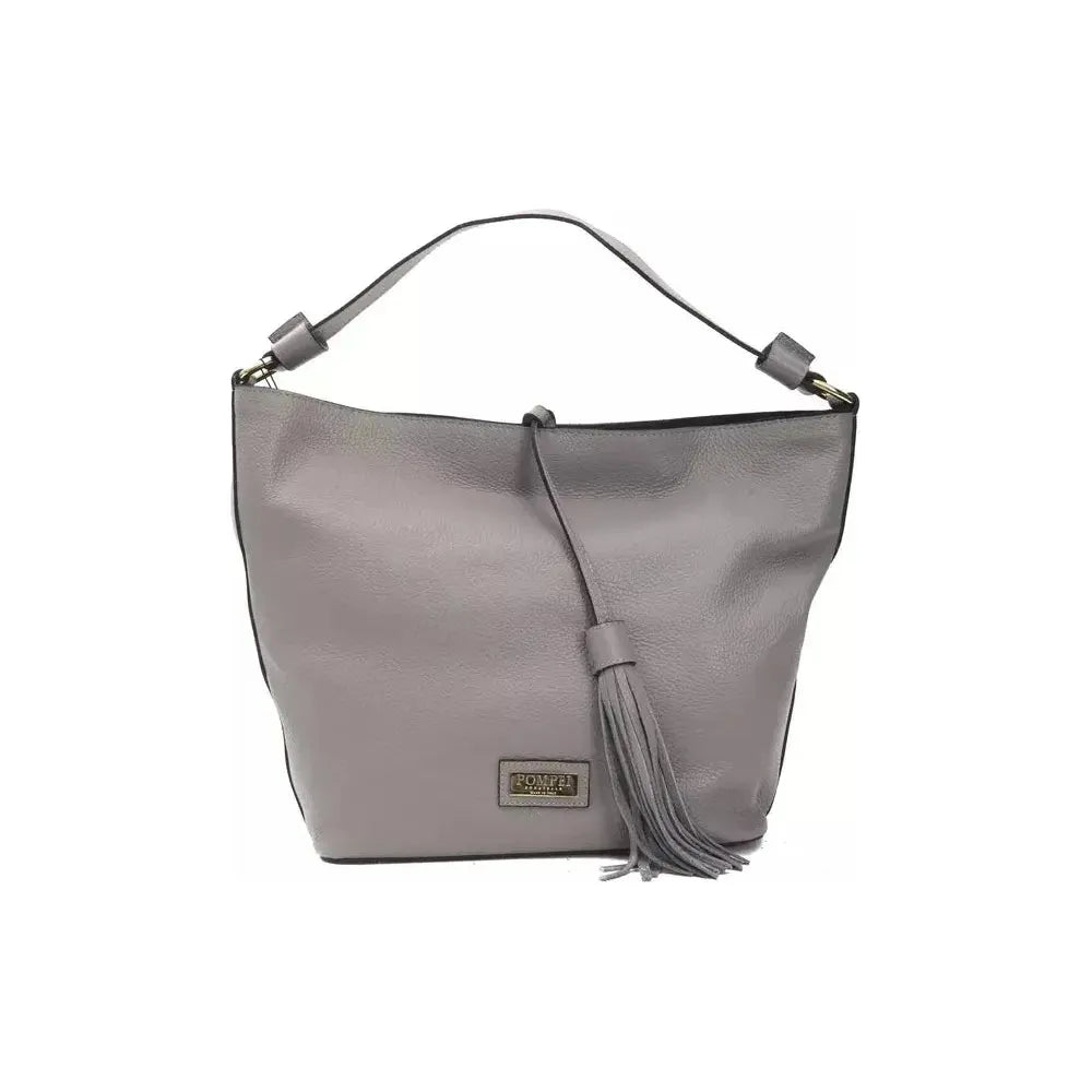 Pompei Donatella Gray Leather Women Shoulder Bag PO-5805