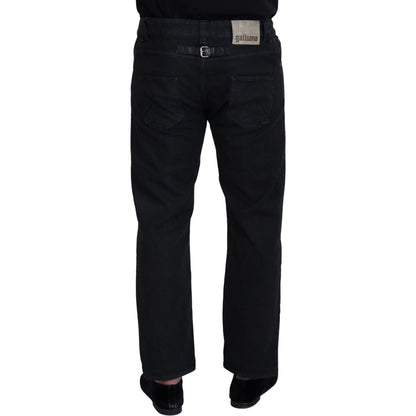 John Galliano Black Cotton Back Buckle Casual Denim Jeans