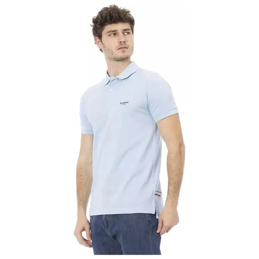 Baldinini Trend Light Blue Cotton Men Polo Shirt Baldinini Trend Light Gray