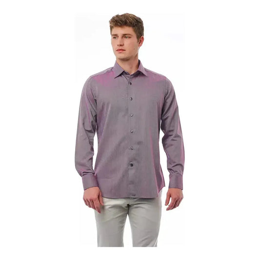 Bagutta Burgundy Cotton Men Shirt Bagutta Light Slate Gray