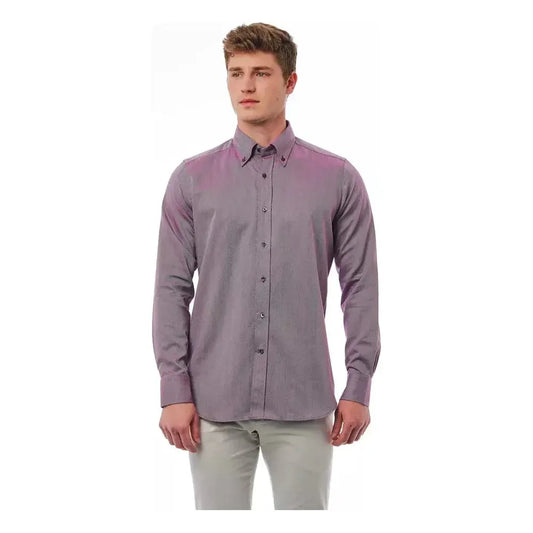Bagutta Burgundy Cotton Men Shirt Bagutta Slate Gray