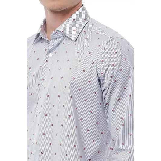 Bagutta Multicolor Cotton Men Shirt Bagutta Light Gray