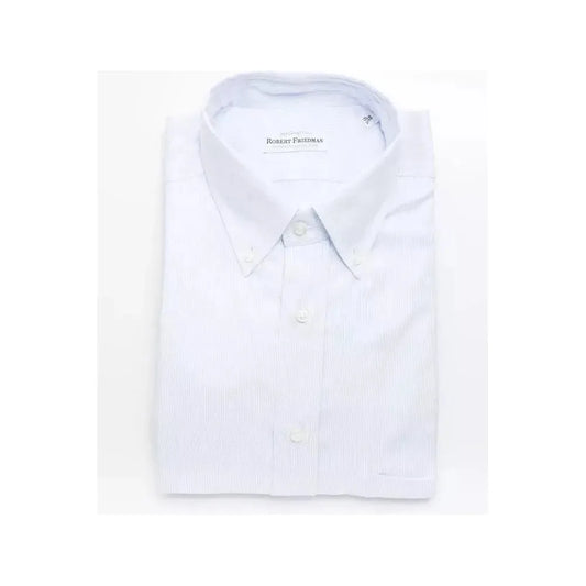 Robert Friedman Light Blue Cotton Men Shirt Robert Friedman Lavender