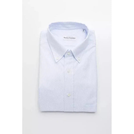 Robert Friedman Light Blue Cotton Men Shirt Robert Friedman Lavender