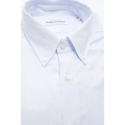 Robert Friedman Light Blue Cotton Men Shirt Robert Friedman Lavender