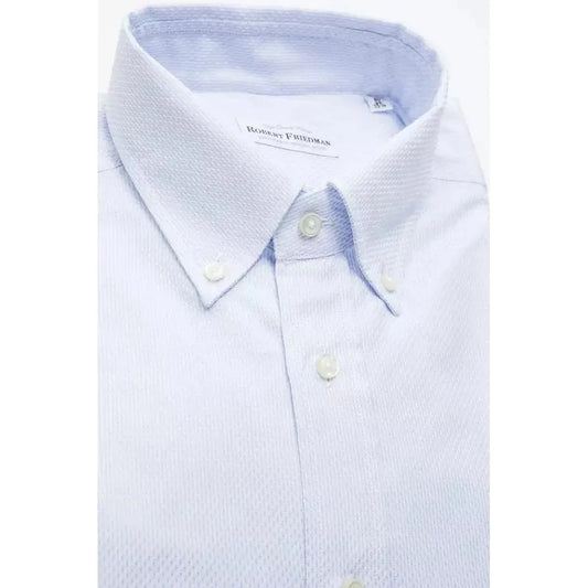 Robert Friedman Light Blue Cotton Men Shirt Robert Friedman Lavender