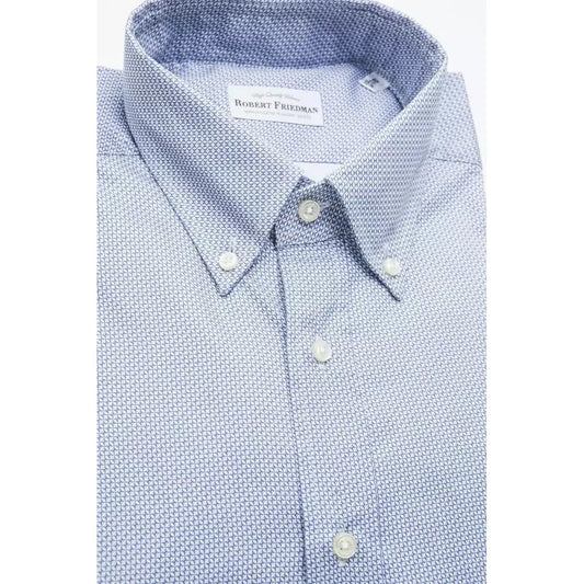 Robert Friedman Light Blue Cotton Men Shirt Robert Friedman Light Gray