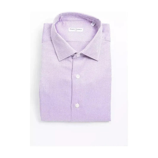 Robert Friedman Multicolor Cotton Men Shirt Robert Friedman Lavender