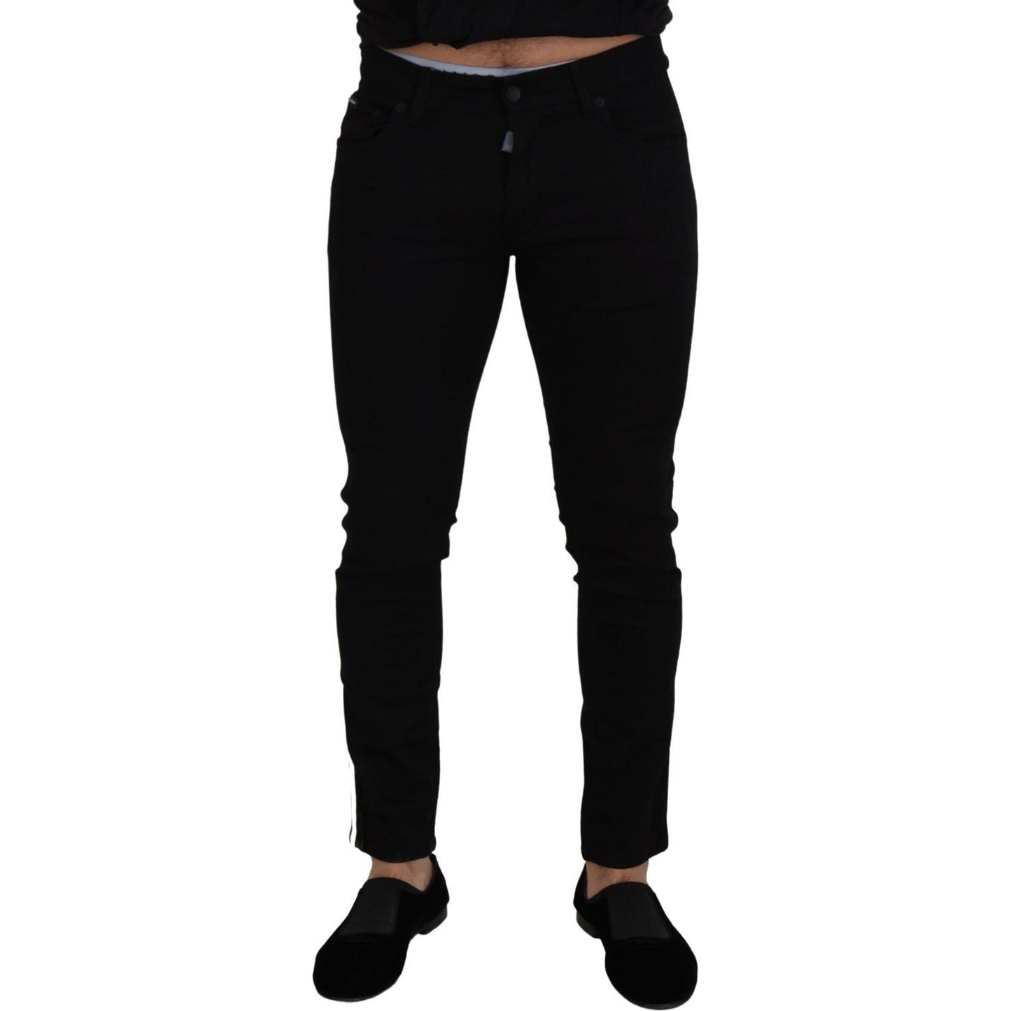 Dolce & Gabbana Black Cotton DG Crown Men Denim Jeans