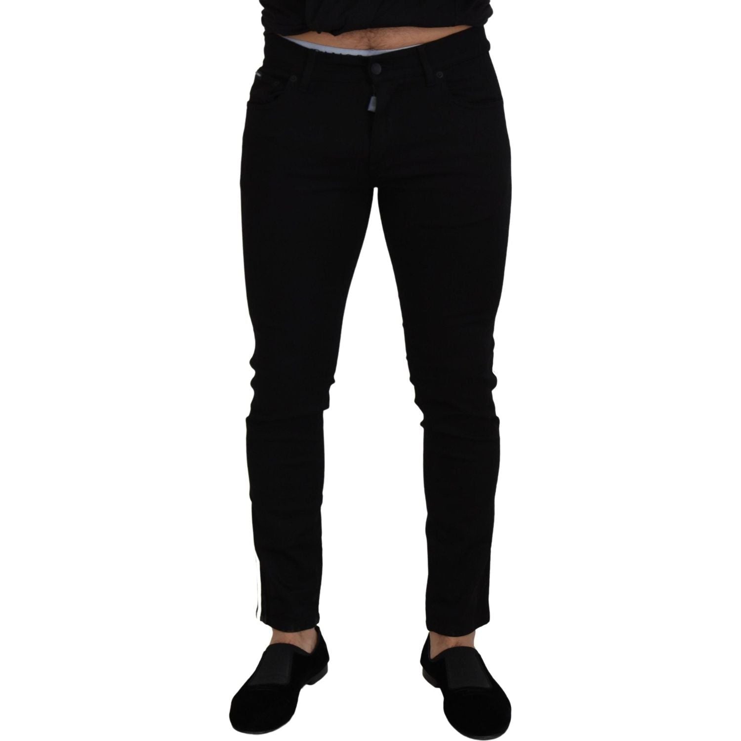 Dolce & Gabbana Black Cotton DG Crown Men Denim Jeans