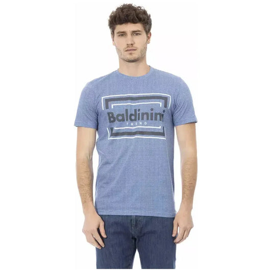 Baldinini Trend Light Blue Cotton Men T-Shirt Baldinini Trend Dark Gray