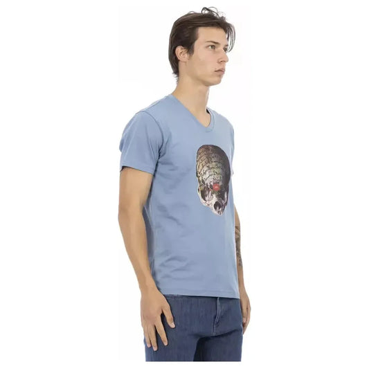 Trussardi Action Light Blue Cotton Men T-Shirt Trussardi Action Dark Gray