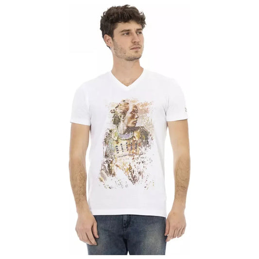 Trussardi Action Elegant V-Neck Short Sleeve T-Shirt Trussardi Action Light Gray