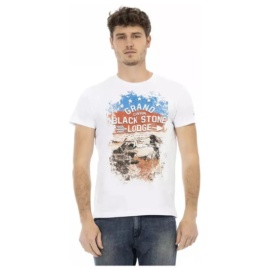 Trussardi Action White Cotton Men T-Shirt Trussardi Action Light Gray