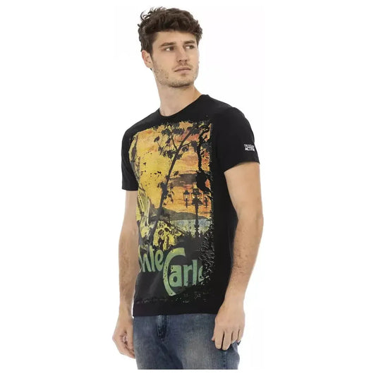 Trussardi Action Black Cotton Men T-Shirt Trussardi Action Dark Slate Gray