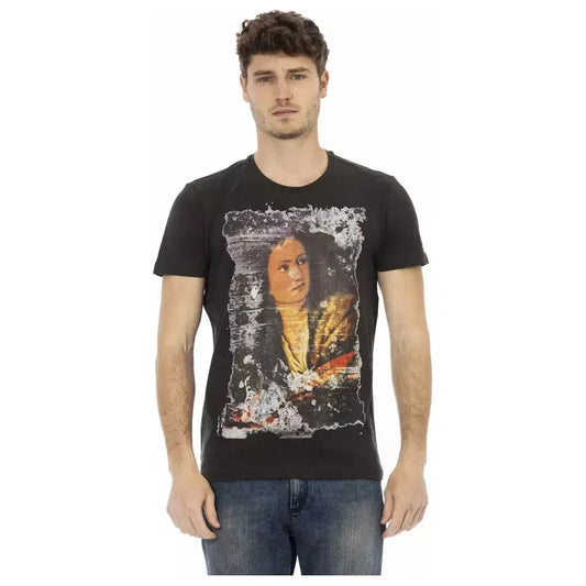 Trussardi Action Black Cotton Men T-Shirt Trussardi Action Dark Slate Gray