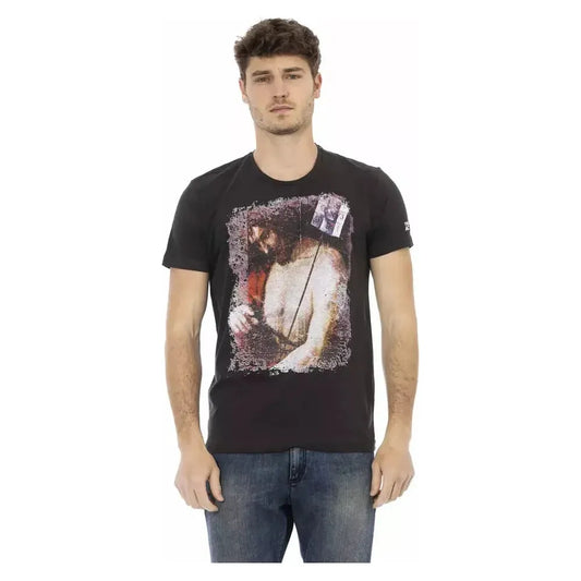Trussardi Action Black Cotton Men T-Shirt Trussardi Action Dark Slate Gray