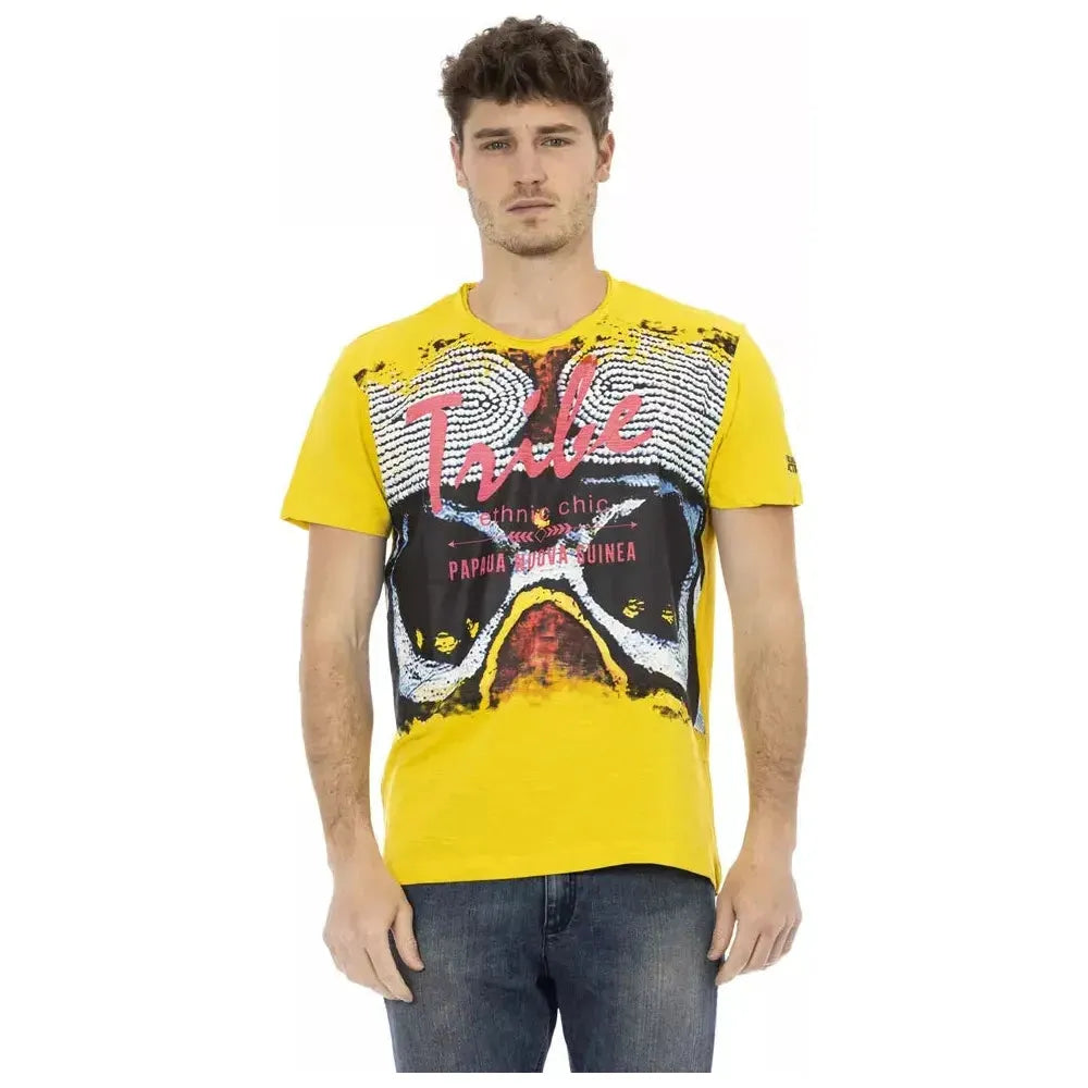 Trussardi Action Yellow Cotton Men T-Shirt