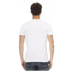 Trussardi Action Sleek White Cotton Blend Tee with Graphic Front TRAC-22692-M-FBB-193