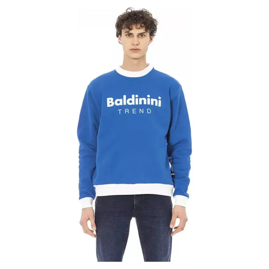 Baldinini Trend Blue Cotton Men's Sweater Baldinini Trend Steel Blue