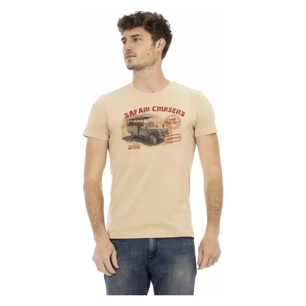 Trussardi Action Beige Cotton Men T-Shirt