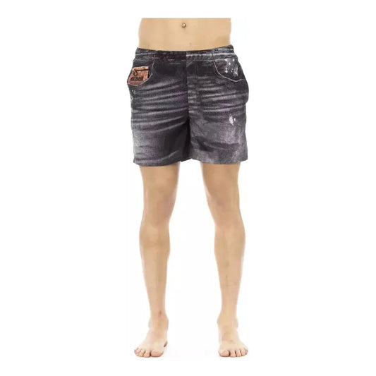 Just Cavalli Black Polyester Men's Swim Short Just Cavalli Rosy Brown