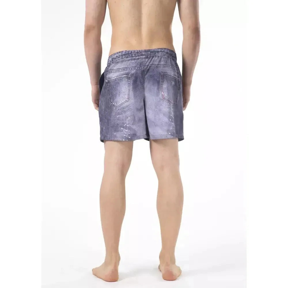 Just Cavalli Blue Polyester Men Swimwear Short