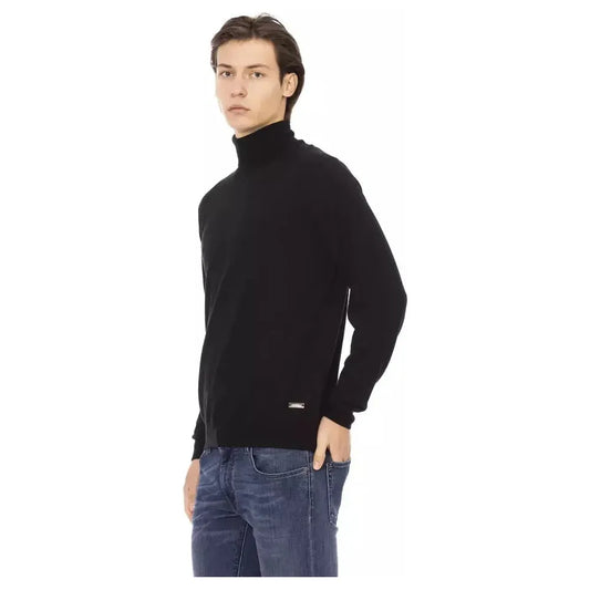 Baldinini Trend Black Fabric Men Sweater Baldinini Trend Dark Slate Gray