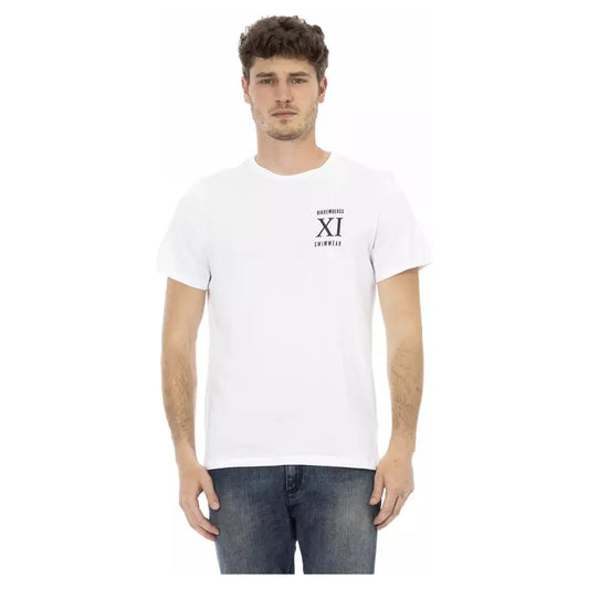 Bikkembergs Elegant White Front Print T-Shirt Bikkembergs Dark Slate Gray