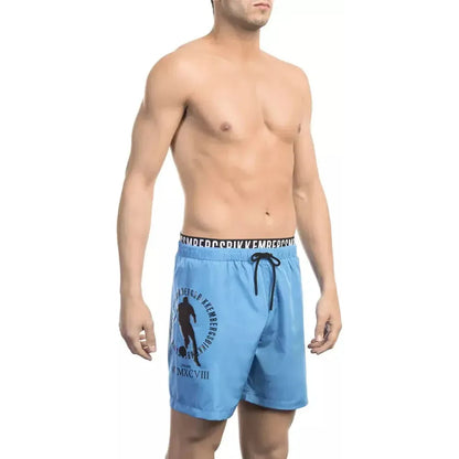 Bikkembergs Light Blue Polyester Men Swim Short