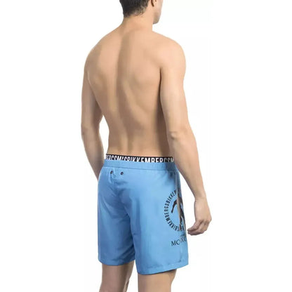 Bikkembergs Light Blue Polyester Men Swim Short