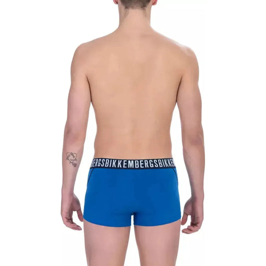Bikkembergs Blue Cotton Men's Trunk Underwear Twin Pack Bikkembergs Rosy Brown