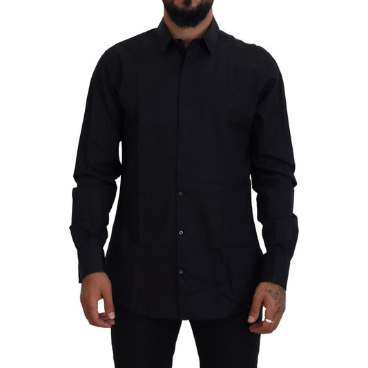 Dolce & Gabbana Dapper Slim Fit Formal Dress Shirt Dolce & Gabbana Black