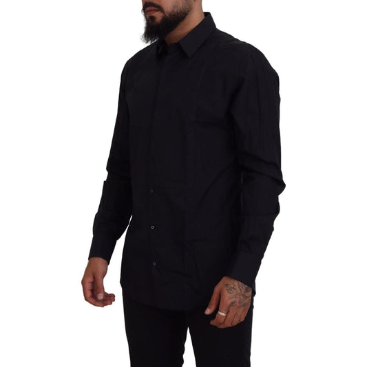 Dolce & Gabbana Dapper Slim Fit Formal Dress Shirt Dolce & Gabbana Black