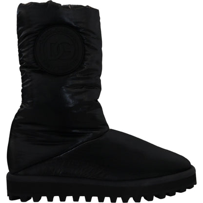 Dolce & Gabbana Black Boots Padded Mid Calf Winter Shoes
