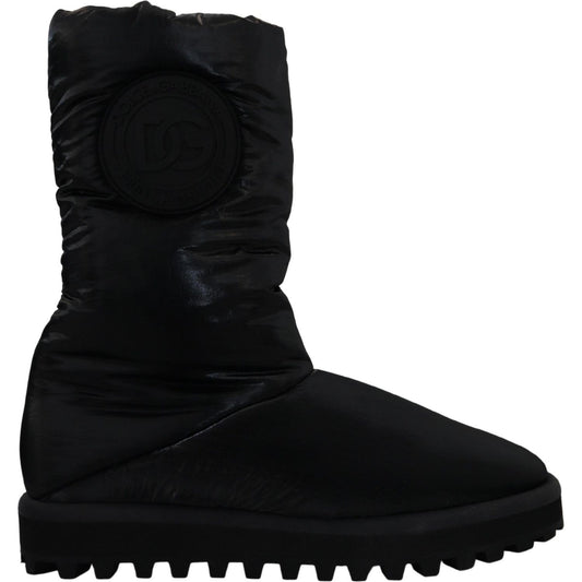 Dolce & Gabbana Elegant Mid-Calf Boots in Black Polyester Dolce & Gabbana Black