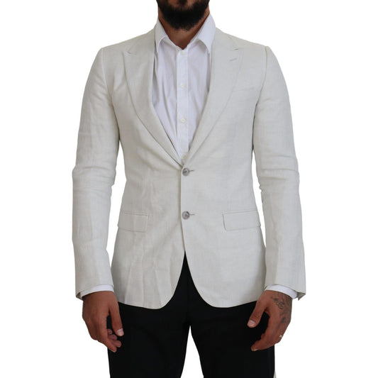Dolce & Gabbana Elegant White Sicilia Single Breasted Blazer Dolce & Gabbana Gray