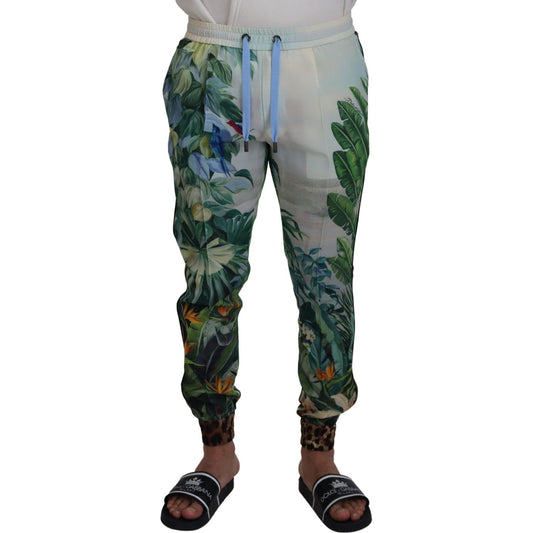 Dolce & Gabbana White Floral Printed Men Jogger Pants PAN73216 - 48